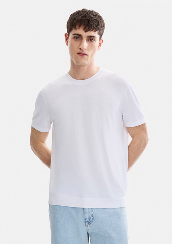 BACKANDBOND - B35S40019 Erkek Beyaz Triko T-Shirt