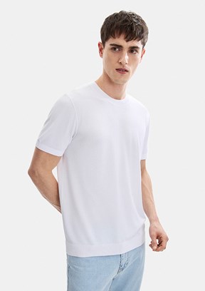 BACKANDBOND - B35S40019 Erkek Beyaz Triko T-Shirt