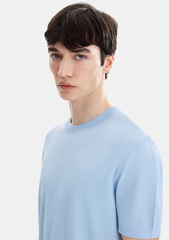 BACKANDBOND - B35S40019 Erkek Mavi Triko T-Shirt
