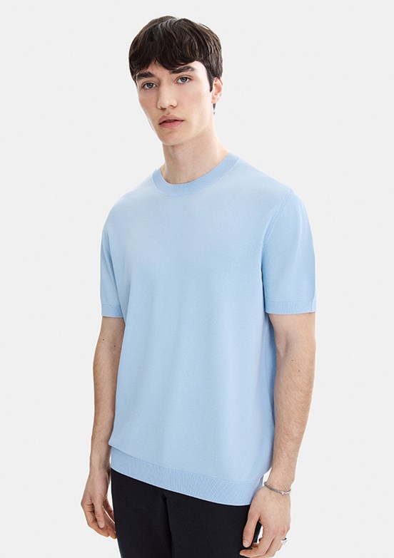 BACKANDBOND - B35S40019 Erkek Mavi Triko T-Shirt