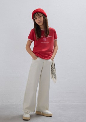 MAVİ Lory - M7010036-89487 Kız Çocuk Beyaz Bol Paça Jean Pantolon