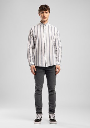 LEE COOPER Darse - 262 LCM 241009 Erkek Lacivert Uzun Kol Gömlek