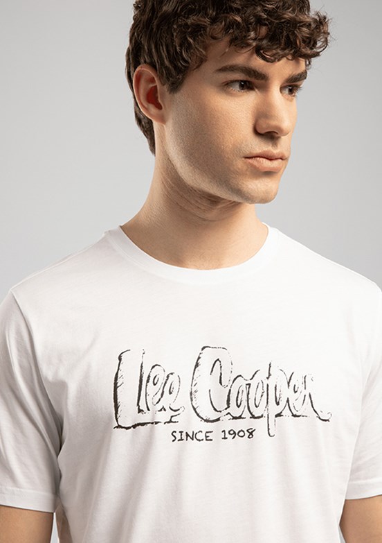LEE COOPER Drawos - 262 LCM 242005 Erkek Beyaz O Yaka T-Shirt