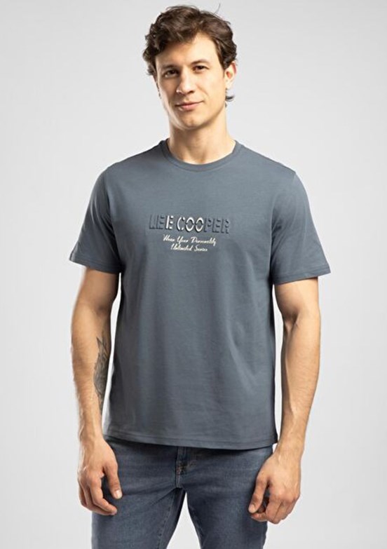 LEE COOPER - 262 LCM 242012 Erkek Bej O Yaka T-Shirt