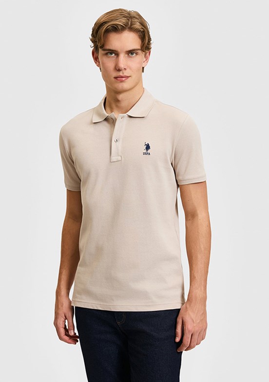 US POLO ASSN - Erkek Bej Basic T-Shirt