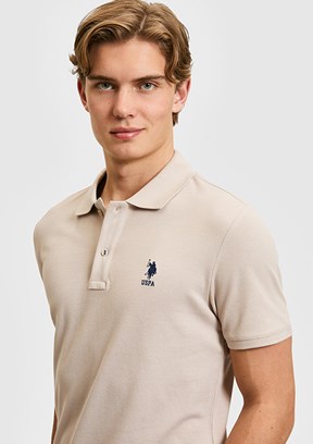 US POLO ASSN - Erkek Bej Basic T-Shirt