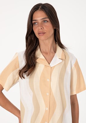 US POLO ASSN Kadın Kahverengi Kısa Kol Gömlek