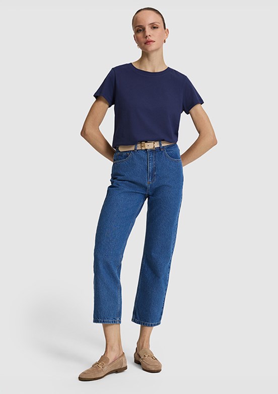 PİERRE CARDİN - Kadın Mavi Straight Jean Pantolon