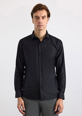 SÜVARİ - SGM2024700003 Erkek Siyah Slim Gömlek