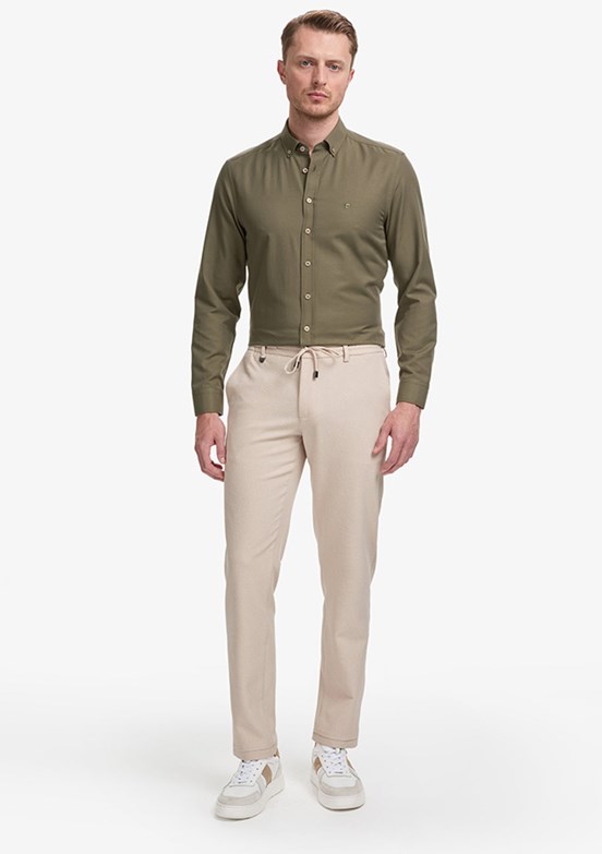 PİERRE CARDİN - Erkek Bej Slim Pantolon