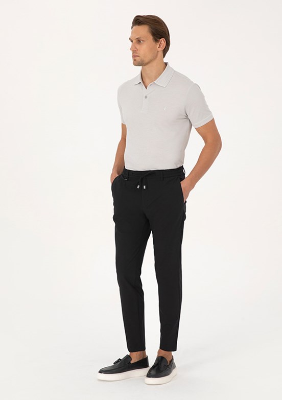 PİERRE CARDİN Erkek Siyah Regular Pantolon