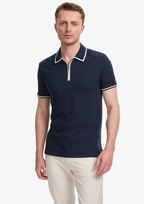 PİERRE CARDİN - Erkek Lacivert Slim T-Shirt