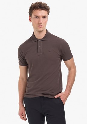 PİERRE CARDİN Erkek Kahverengi Basic T-Shirt