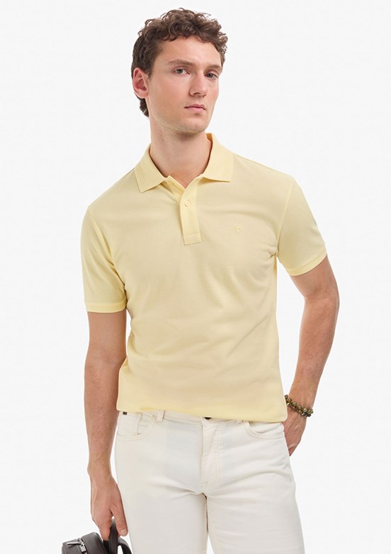 PİERRE CARDİN Erkek Sarı Basic T-Shirt