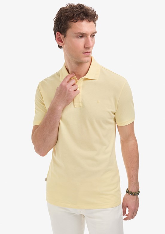 PİERRE CARDİN Erkek Sarı Basic T-Shirt