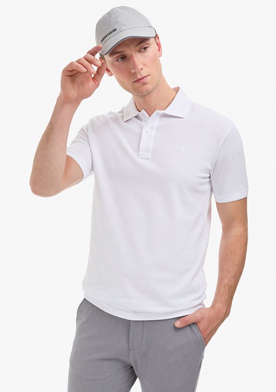 PİERRE CARDİN Erkek Beyaz Basic T-Shirt