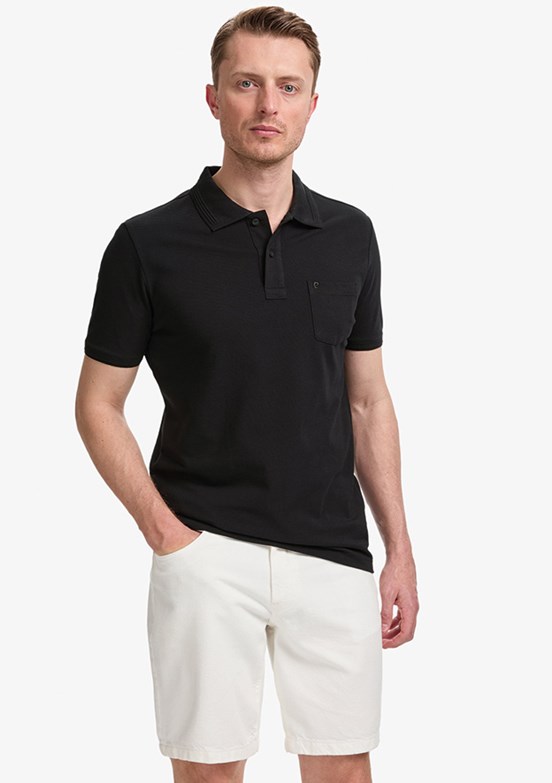 PİERRE CARDİN - Erkek Siyah Basic T-Shirt