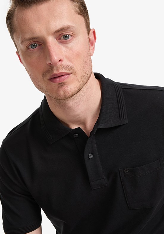 PİERRE CARDİN - Erkek Siyah Basic T-Shirt