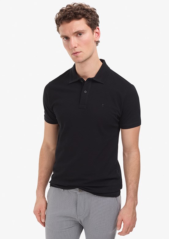 PİERRE CARDİN Erkek Siyah Basic T-Shirt