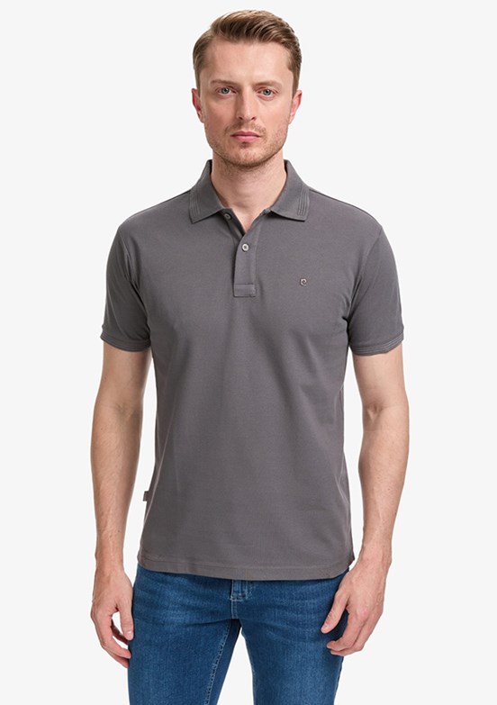 PIERRE CARDIN - Erkek Gri Basic T-Shirt