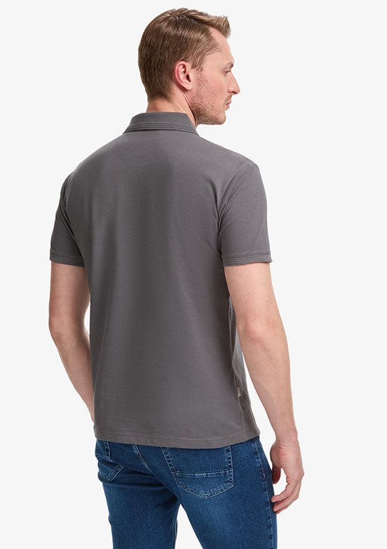 PIERRE CARDIN - Erkek Gri Basic T-Shirt