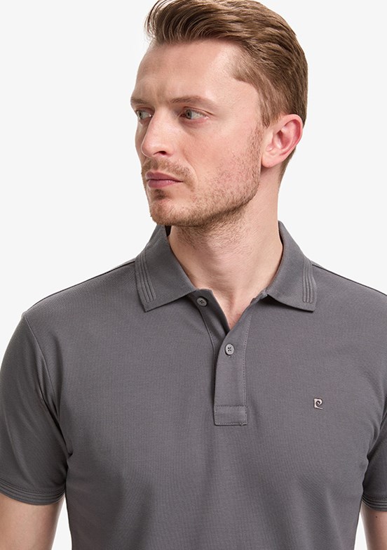 PIERRE CARDIN - Erkek Gri Basic T-Shirt