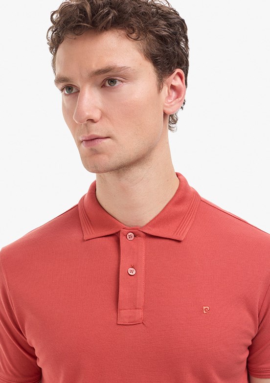 PİERRE CARDİN - Erkek Turuncu Basic T-Shirt
