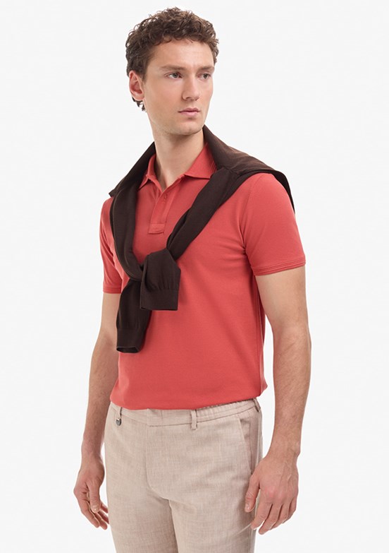 PİERRE CARDİN - Erkek Turuncu Basic T-Shirt