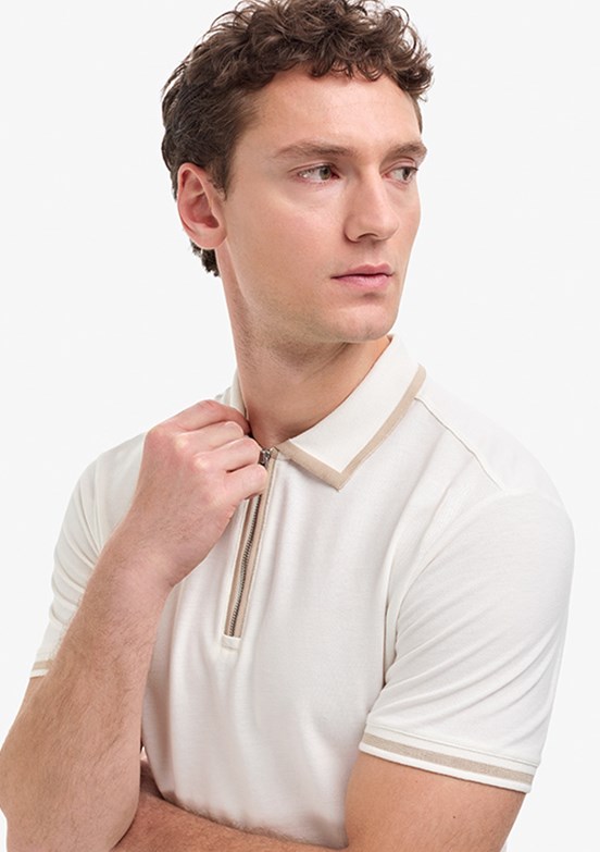 PİERRE CARDİN - Erkek Beyaz Slim T-Shirt