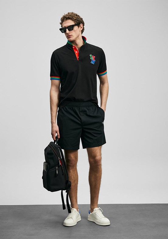 LUFİAN Fun - 111040231 Erkek Siyah Polo Yaka T-Shirt