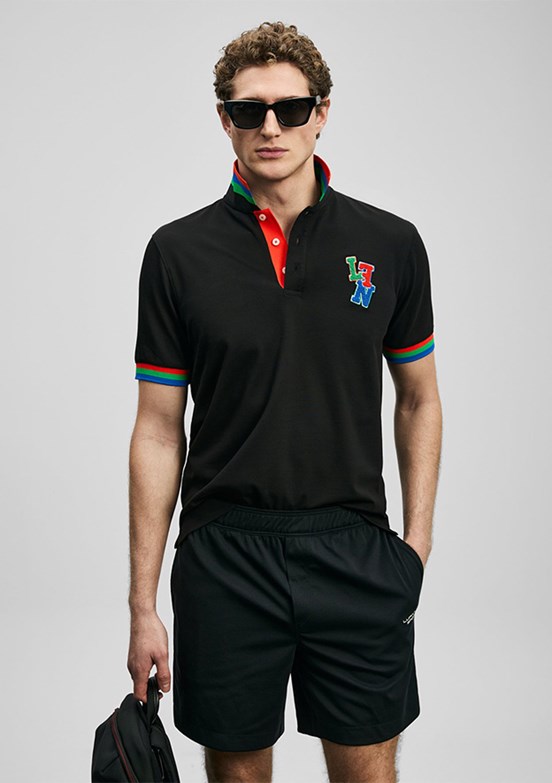 LUFİAN Fun - 111040231 Erkek Siyah Polo Yaka T-Shirt