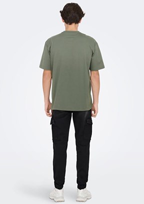 ONLY & SONS ONSFRED - 22022532 Erkek Gri Bisiklet Yakan T-Shırt