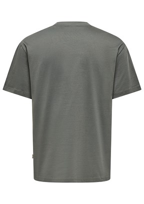 ONLY & SONS ONSFRED - 22022532 Erkek Gri Bisiklet Yakan T-Shırt