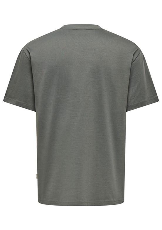 ONLY & SONS ONSFRED - 22022532 Erkek Gri Bisiklet Yakan T-Shırt