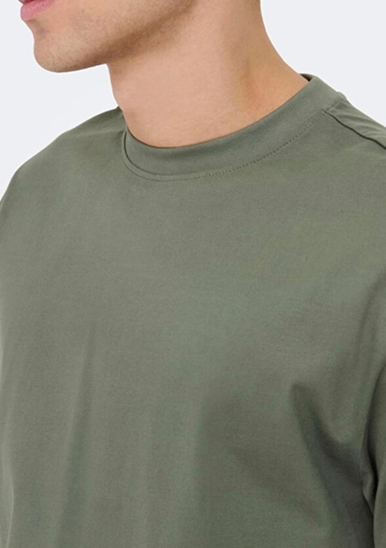 ONLY & SONS ONSFRED - 22022532 Erkek Gri Bisiklet Yakan T-Shırt