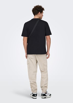 ONLY & SONS ONSFRED - 22022532 Erkek Siyah Bisiklet Yakan T-Shırt