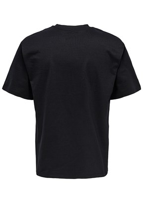 ONLY & SONS ONSFRED - 22022532 Erkek Siyah Bisiklet Yakan T-Shırt