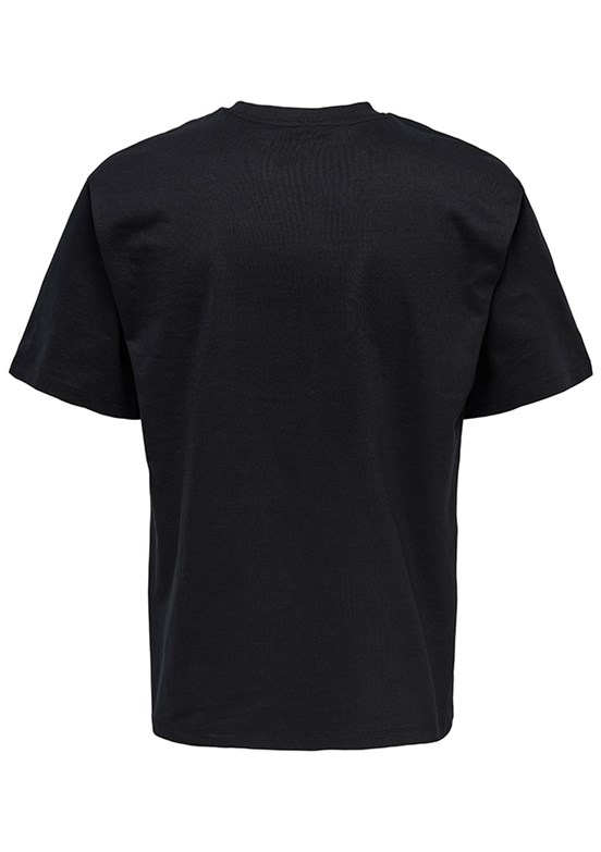 ONLY & SONS ONSFRED - 22022532 Erkek Siyah Bisiklet Yakan T-Shırt