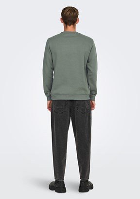 ONLY & SONS ONSCURATED REG CREW NECK - 22030923  Erkek Gri Sweat Shırt