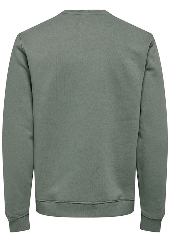 ONLY & SONS ONSCURATED REG CREW NECK - 22030923  Erkek Gri Sweat Shırt