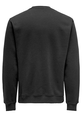 ONLY & SONS ONSCURATED - 22030923 Erkek Siyah Bisiklet Yaka Sweat Shırt