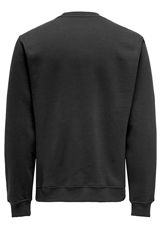 ONLY & SONS ONSCURATED - 22030923 Erkek Siyah Bisiklet Yaka Sweat Shırt