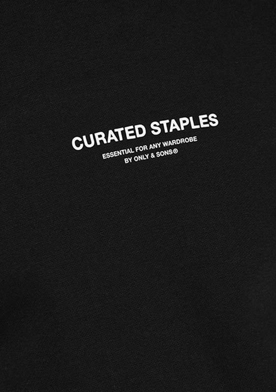ONLY & SONS ONSCURATED - 22030923 Erkek Siyah Bisiklet Yaka Sweat Shırt