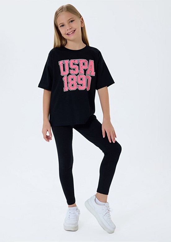 US POLO ASSN - US2523-G Kız Çocuk Siyah Taytlı İkili Takım