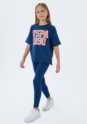 US POLO ASSN - US2523-G Kız Çocuk Lacivert Taytlı İkili Takım
