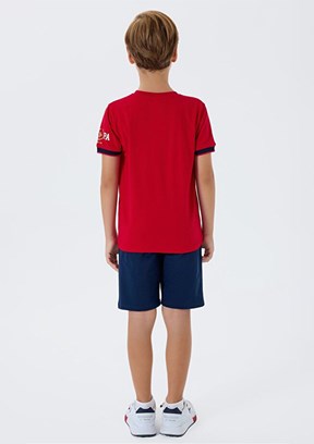 US POLO ASSN - US2424-4 Erkek Çocuk Kırmızı Şortlu İkili Takım