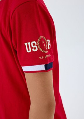US POLO ASSN - US2424-4 Erkek Çocuk Kırmızı Şortlu İkili Takım