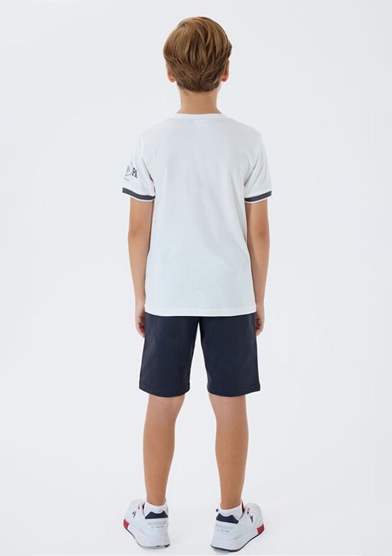 US POLO ASSN - US2424-4 Erkek Çocuk Beyaz Şortlu İkili Takım