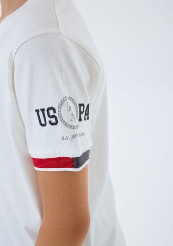 US POLO ASSN - US2424-4 Erkek Çocuk Beyaz Şortlu İkili Takım