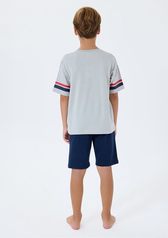 US POLO ASSN - US2414-G Erkek Çocuk Gri Şortlu İkili Takım